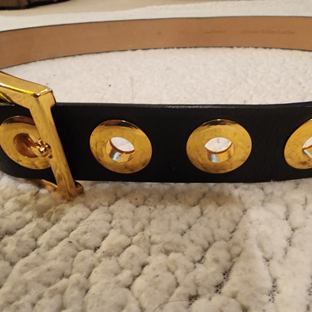FINA FIRENZE Genuine Italian Leather Belt - black/gold M